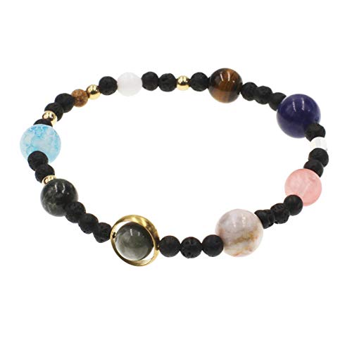 ONLYJUMP Planet Bracelet Solar System Universe Galaxy Bracelet Handmade Natural Stone Bead Bracelet String Adjustable Astronomy Gifts Bangle for Women Men - color: Planet 1
