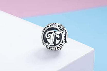 Letter Charms 925 Sterling Silver Initial A-Z Bead Charms | For Bracelets Necklaces, Hypoallergenic,Cubic Zirconia Alphabet Beads, Personalized Gifts for Women - color: T