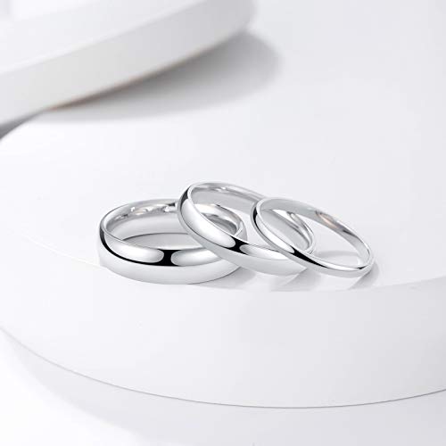 KAZITSAN 2mm 4mm 6mm Stainless Steel Rings for Women Men High Polish Plain Dome Silver/Gold/Rose Gold Wedding Band Comfort Fit - color: 2mm-Silver