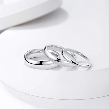 KAZITSAN 2mm 4mm 6mm Stainless Steel Rings for Women Men High Polish Plain Dome Silver/Gold/Rose Gold Wedding Band Comfort Fit - color: 6mm-Silver