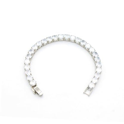 Tennis Bracelet, 6mm Black Cubic Zirconia, Gold Plated Brass, 7 Inch Length, 16.5 Grams, Multiple Colors Available - color: Silver Clear