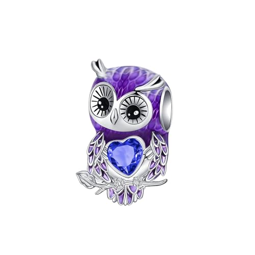 LUXILLA Charms for Bracelets & Necklace 925 Sterling Silver Charms Elephant Happy Birthday Charm Fit for Valentine's Day Mother's Day Jewelry Gift for Women - color: Cute Owl Charm