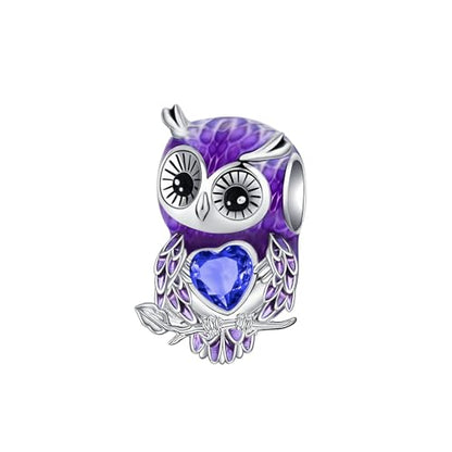 LUXILLA Charms for Bracelets & Necklace 925 Sterling Silver Charms Elephant Happy Birthday Charm Fit for Valentine's Day Mother's Day Jewelry Gift for Women - color: Cute Owl Charm