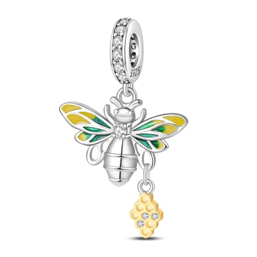 Pandach 925 Sterling Silver Charms Beads for Bracelets and Necklaces Butterfly and Headphones Pendants Clover Charms Jewelry Gift for Women - style: Bee Pendant