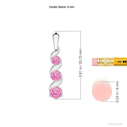 Angara Natural Pink Sapphire Pendant for Women | Channel-Set Round Pink Sapphire Three Stone Journey Pendant in 14K Solid Gold/Platinum With 18" Chain | Birthday, Anniversary, Gemstone Jewelry Gift