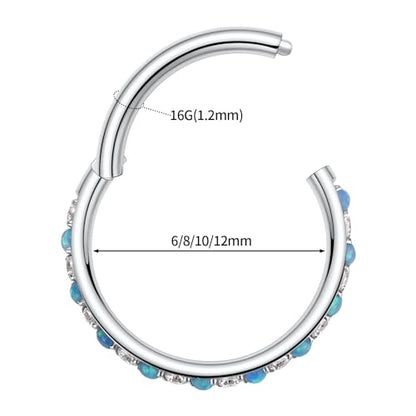 FUNLMO 20G 18G 16G 12G Nose Ring Hoop Conch Rook Daith Helix Tragus Piercing Jewelry 316L Surgical Steel Cartilage Earring Conch Hoop Earring Septum Jewelry Belly Lip Ring 5mm to 14mm - color: Silver-clear CZ&blue opal, 1pc