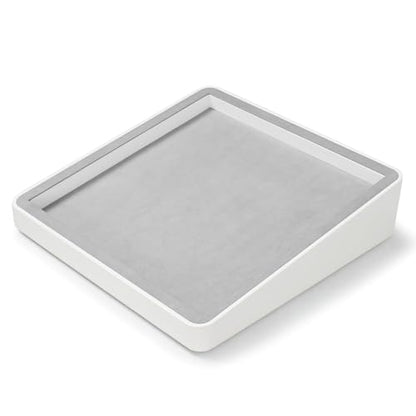 Microfiber Jewelry Tray Showcase Display | Necklace Bracelet Ring Showcase Display Empty Plate Gray - size: 16.2" x 16.2" x 3.15"