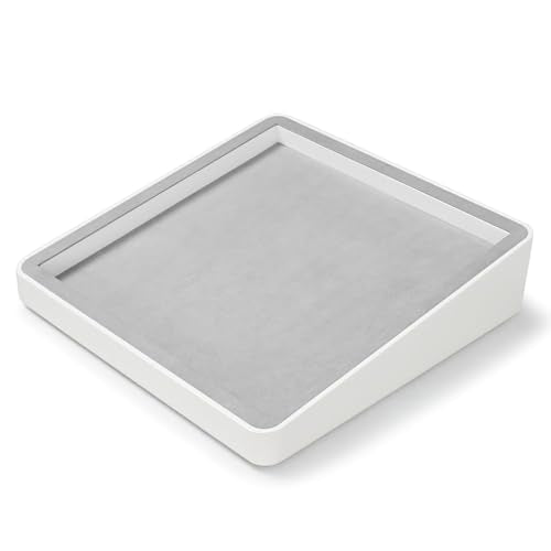 Microfiber Jewelry Tray Showcase Display | Necklace Bracelet Ring Showcase Display Empty Plate Gray - size: 16.2" x 16.2" x 3.15"