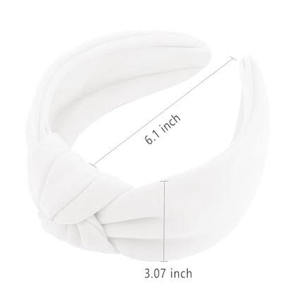 YISSION White Knotted Headband Wide Headbands for Women Non Slip Head Band Fashion Top Knot Hairband Hair Accessories for Women Girls - color: White