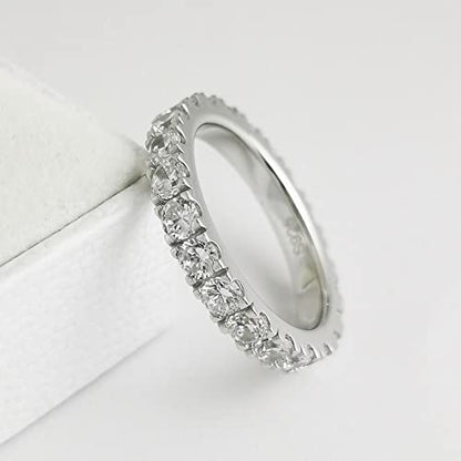 Bo.Dream Cubic Zirconia Eternity Rings Wedding Band 925 Sterling Silver - color: 2.1ct.tw(3mm full)