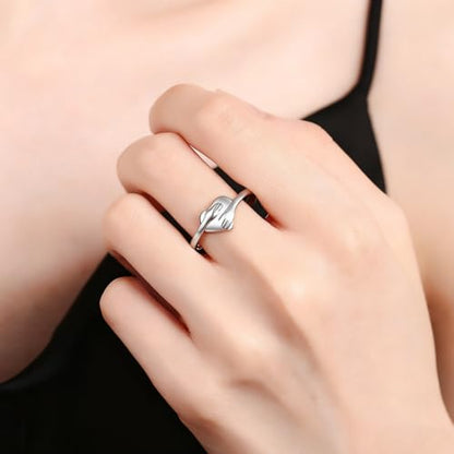 Granddaughter Daughter Hug Ring For Hope Rings, Stainless Steel Inspirational Jewelry Engraved Always With You Love You Forever Message Adjustable Non Tarnish Jewelry Birthday Gift Card - color: Hug Silver Heart