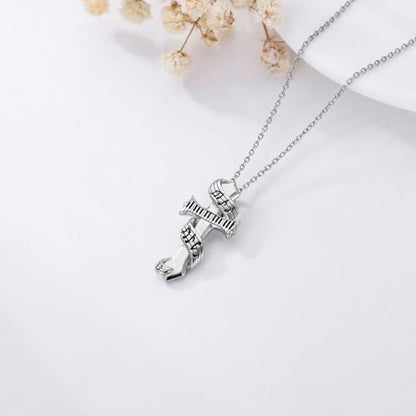 Cross Necklace for Men Women 925 Sterling Silver Cross Pendant Necklace Christian Religious Jewelry Gifts for Anniversary - color: 18-Music Cross