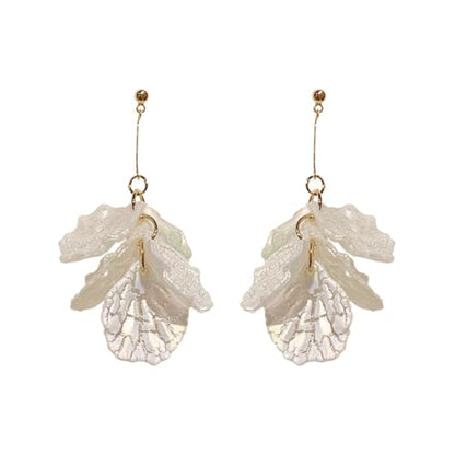 Seashell Pearl Stud Earrings for Women Ocean Sea Theme Sweet Double Layer Acrylic Shell Lightweight Dangle Drop Earrings for Summer Beach Holiday Halloween Party Jewelry Accessories - color: Long shell earrings