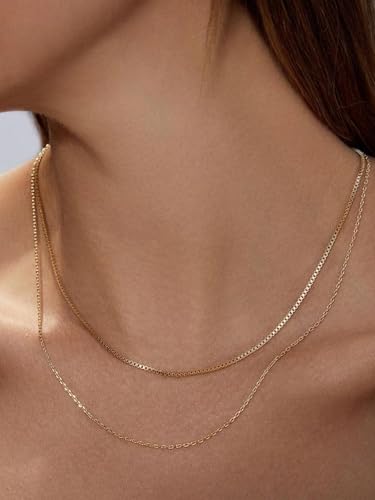 FOCALOOK Womens Chain Necklace, 1/1.4/2mm Thin Cable Link Necklace Chain | Hypoallergenic 316L Stainless Steel, Non Tarnish, Sturdy Chain for Pendants, 14K Gold Plated/Silver/Rose Gold/Black, 14-30" - color: 1.4mm 14K Gold Plated, size: 18 Inch
