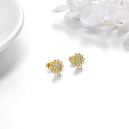 KECHO 14k Yellow Gold Sunflower Jewelry for Women, Fine Gold You are My Sunshine Jewelry Gifts for Her - style: Sunflower Earrings