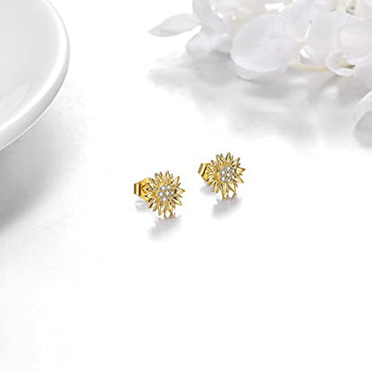 KECHO 14k Yellow Gold Sunflower Jewelry for Women, Fine Gold You are My Sunshine Jewelry Gifts for Her - style: Sunflower Earrings
