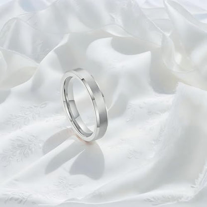Stainless Steel Wedding Band Ring For Men Women | Sandblasted matte finish, 4mm/6mm/8mm widths, steel/black/gold-tone colors, everyday wear, wedding - color: Matte-4mm-Silver