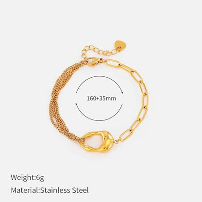 CTRLZTEAM 14K 18K Gold Plated Layered Bracelets for Women Stacked Bracelet | 14K 18K gold plated multi layer bracelets combine distinct chains with single clasp for instant pre-stacked style - style: Minimalist Mixed-Link