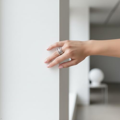 Boho Statement Ring for Women | Oxidized Silver-Plated Pewter Finish, Hammered Open Work Design, Adjustable Band