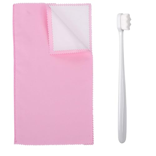 Syyflibb Polishing Cleaning Cloth for Gold, Silver, and Platinum Jewelry, – 1 Ultra-Soft Brushes Wave,Rings & Chains | Tarnish Removal(Pink) - color: Pink