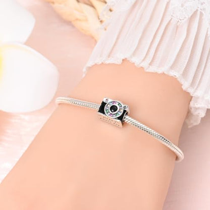 Pandach 925 Sterling Silver Charms Beads for Bracelets and Necklaces Butterfly and Headphones Pendants Clover Charms Jewelry Gift for Women - style: Camera beads