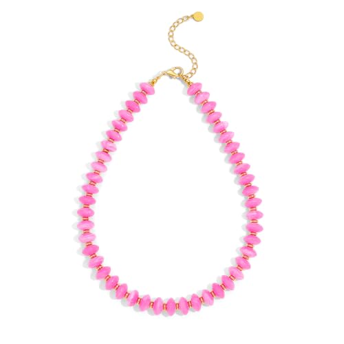 Acrylic Beaded Necklace for Women,Beach Strand Jewelry Gifts | Statement Necklace,Cute Trendy Handmade Jewelry for Women,Chunky Beaded Necklace,Resin Beads Choker - color: Pink