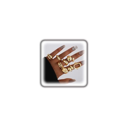FUTIMELY 14K Gold Stackable Knuckle Rings Set for Women,Aesthetic Silver Trendy Dainty Open Midi Rings Set,Midi Finger Rings Pack Jewelry Gifts - color: Gold3