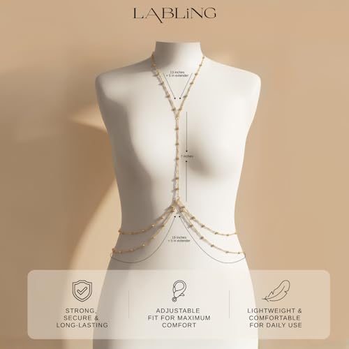 Gold Body Chain for Women | Layered Bikini Belly & Waist Chain Adjustable | Sexy Back Jewelry for Beach Vacation & Parties - color: Style 3