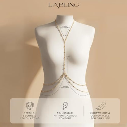 Gold Body Chain for Women | Layered Bikini Belly & Waist Chain Adjustable | Sexy Back Jewelry for Beach Vacation & Parties - color: Style 3