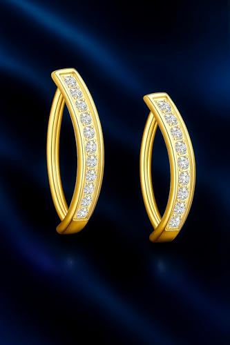 VOJO Moissanite Clicker Belly Button Ring, Titanium 2 Pcs 10&12mm Reverse Curved Hoop Navel Barbell Piercing Jewelry - color: Yellow Gold