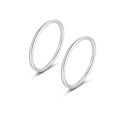 CANDYFANCY 925 Sterling Silver 1.2mm Stacking Midi Thin Rings Thumb Pinky Ring Stack Knuckle Rings for Women Band Ring Size 2.5-8.5 - color: silver-2pcs, size: 3.5