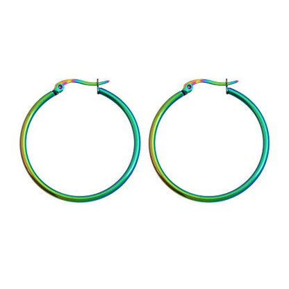Rounded Hoops Earrings (20mm-60mm Diameter) - color: Rainbow 30mm