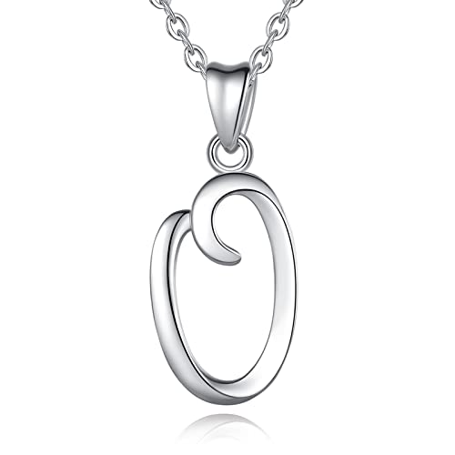 EUDORA Sterling Silver Initial Necklaces for Women, Classic 26 Letter Neckless Gifts for Girls, Sister, Mother Daughter, 18 inch Chain - style: O