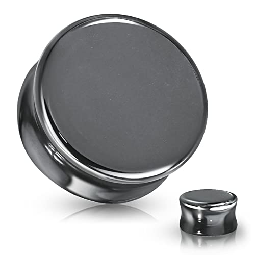 Ear gauges hematite organic stone plugs pair - size: 10mm-00 gauge