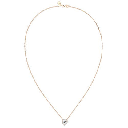 PAVOI 14K Gold Plated Post Faux Diamond Round Solitaire Pendant Halo Necklace | Gold Necklace for Women | Slider Adjustable - style: Heart