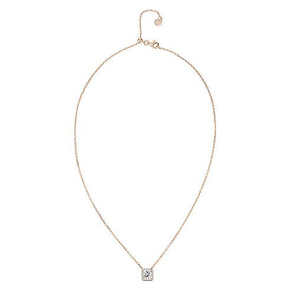 PAVOI 14K Gold Plated Post Faux Diamond Round Solitaire Pendant Halo Necklace | Gold Necklace for Women | Slider Adjustable - style: Princess