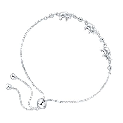 Charmsy 925 Sterling Silver Sliding Bolo Bracelet for Women | Women's Italian Handmade Adjustable Bolo Bead Ball Slider Bracelet - style: Elephant Bolo