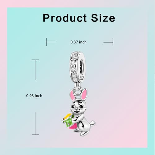 LUXILLA Charms for Bracelets & Necklace 925 Sterling Silver Charms Elephant Happy Birthday Charm Fit for Valentine's Day Mother's Day Jewelry Gift for Women - color: Easter Bunny Charm