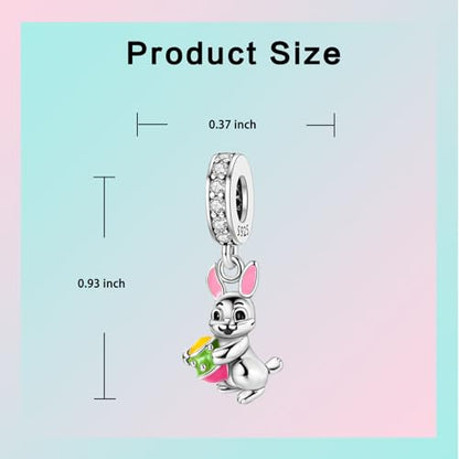 LUXILLA Charms for Bracelets & Necklace 925 Sterling Silver Charms Elephant Happy Birthday Charm Fit for Valentine's Day Mother's Day Jewelry Gift for Women - color: Easter Bunny Charm