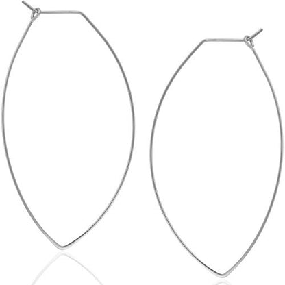 Marquise Large Hoop Earrings for Women | Plated in 18K Gold or 925 Sterling Silver, Hypoallergenic and Safe for Sensitive Ears - color: 2.3" inch - 925 Sterling Silver Plated
