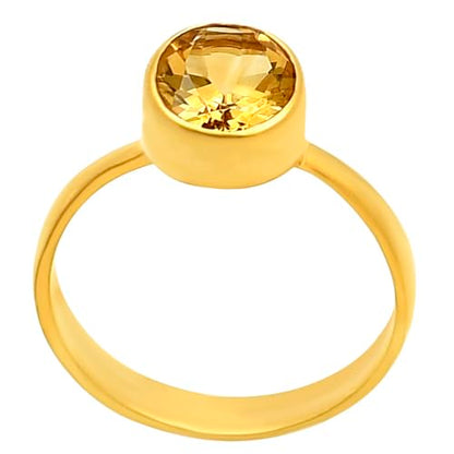 18K Gold Filled Non-Tarnish Ring for Women – Oval Multi Gemstone Solitaire Band – Classic Birthstone Jewelry for Everyday Wear - color: Citrine