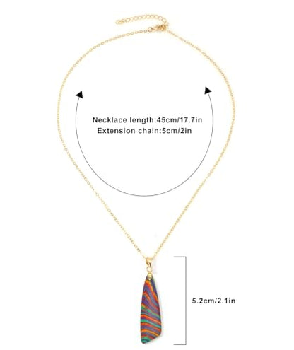 Nature Stone Necklaces for Women Boho Pendant Necklace 18K Gold Chain Necklaces - color: Flower Gold