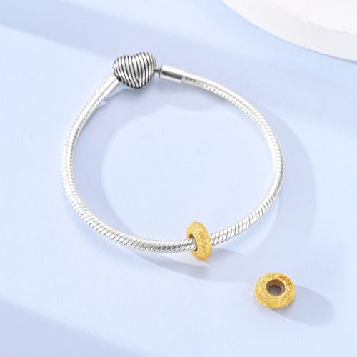 2pcs Stopper Spacer Beads for Pandora Bracelets, Sterling Silver Cross Ladybug Clip Spacer Charms For Bracelet DIY Jewelry Gift - color: Gold Plated CZ