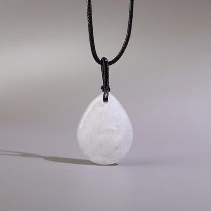 Teardrop Gemstone Necklaces for Women, Healing Crystal Pendant Necklace Birthstone Jewelry for Women - color: Clear Quartz