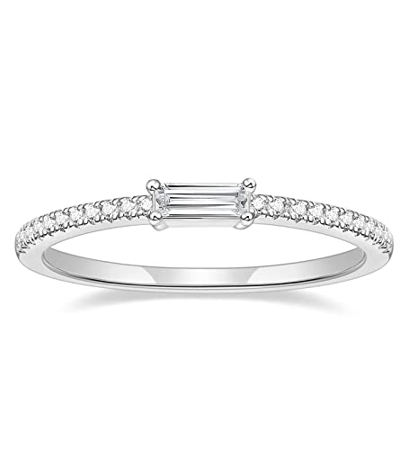 TIGRADE 1.5mm Eternity Ring Baguette Cubic Zirconia Anniversary Ring CZ Pave Wedding Band for Women Size 3-12 - color: Silver