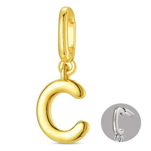 OVRUNS Initial Charm for Women Letter Bracelet Necklace Charms With Clasp | Alloy,nickel,safe for sensitive skin,Pendant with install clasp,fits bracelets with necklaces,great for gift - color: Gold, style: Letter C