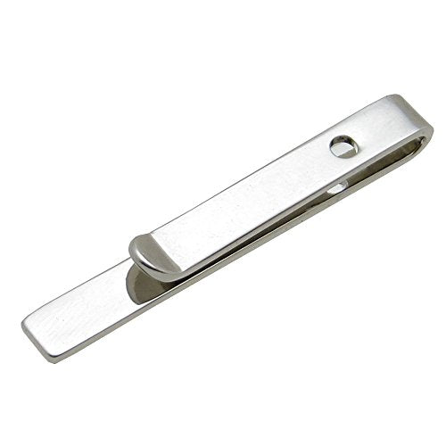 Mens Skinny Tie Clip Bar Metallic Finish - Firm Hold Sleek Design and Perfect For Slim Ties
