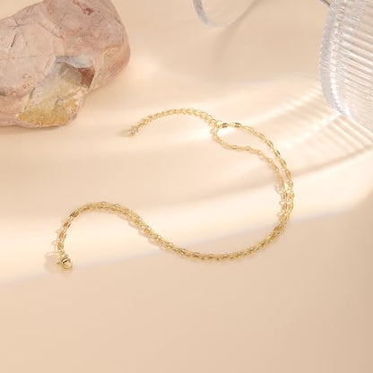 MFRYK Gold Plated Layered Anklet for Women, Adjustable Ankle Bracelet Gift - color: gold