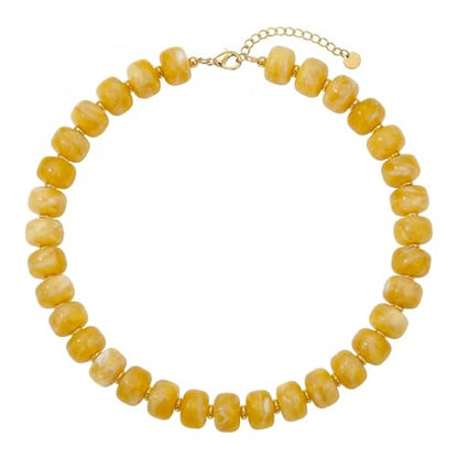 Chunky Colorful Beaded Necklace for Women Boho Summer Statement Resin Choker Necklaces Beach Jewelry Accessories - color: Yellow