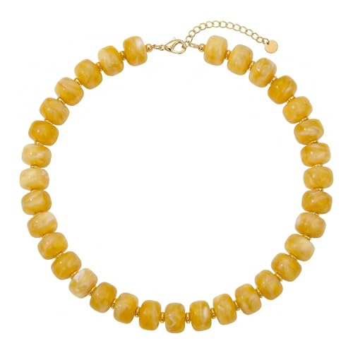 Chunky Colorful Beaded Necklace for Women Boho Summer Statement Resin Choker Necklaces Beach Jewelry Accessories - color: Yellow